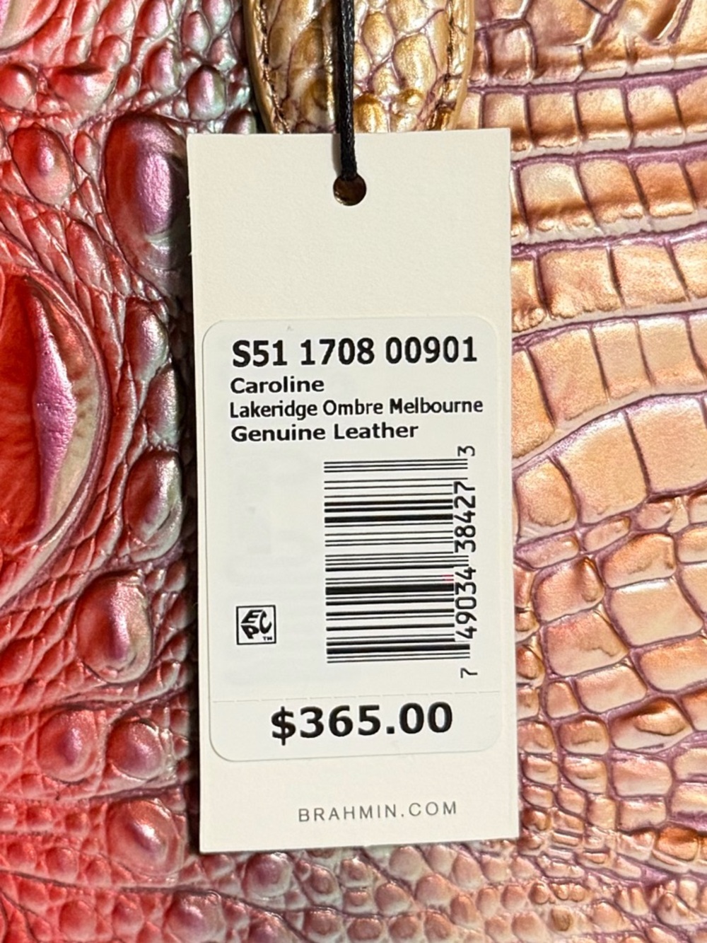 Brahmin Caroline Lakeridge Ombre Melbourne Genuine Leather Satchel - Picture 3 of 4